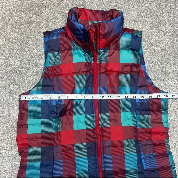 Lands End Vest Womens XS 2-4 Blue Red Teal Puffer Plaid Down Fill 600 NEW - Picture 3 of 7